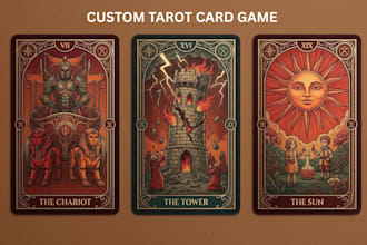 design custom tarot cards, oracle cards, tarot deck and card game artwork