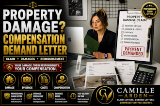 draft a property damage claim demand letter for compensation and reimbursement