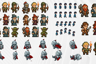 create custom pixel art character design, 2d game art for video games