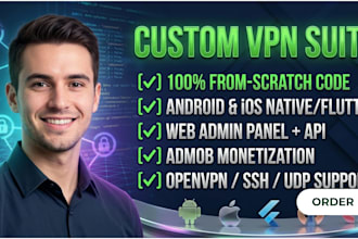 android VPN tunneling app for ios, mac, PC with admin panel, ssh, openvpn, admob