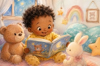 illustrate baby storybooks with hand drawn childrens art