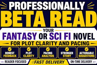 professionally beta read your fantasy or scifi novel for plot clarity and pacing