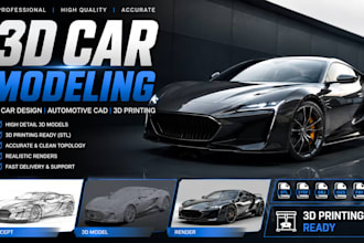 do 3d car modeling, 3d car design automotive 3d model for 3d printing cad design