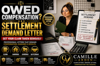 draft a settlement demand letter for compensation damages and financial loss
