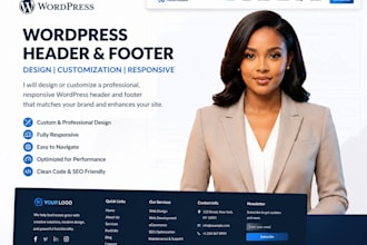 design or customize wordpress header and footer professionally