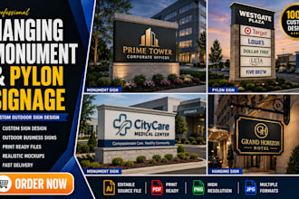 design hanging signs, monument signs and pylon signage