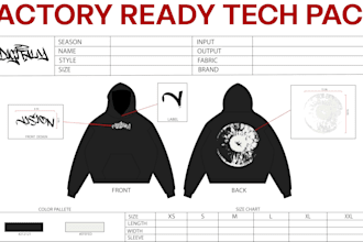 create a ready to manufacture fashion streetwear tech pack for clothing brands