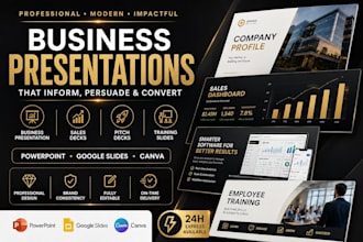 design business presentation, pitch deck, powerpoint, google slides, sales deck