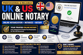 provide UK US online notary, online notarization and notarize legal documents