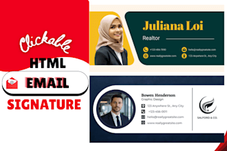 design a clickable HTML email signature for gmail and outlook, email signature