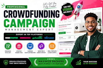 create and promote kickstarter, indiegogo, gofundme crowdfunding campaign
