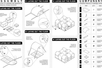 design product manual, technical user guide, line art and assembly instructions