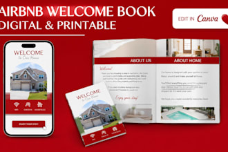 design canva airbnb welcome book,  str property and vacation rental guest guide