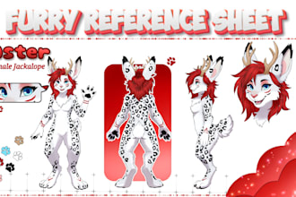 design furry reference sheet, anthro character, oc fursona ref sheet commission