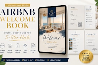 create canva airbnb welcome book, guest guide, house manual for vacation rental