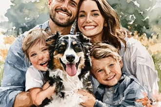 do watercolor family portrait