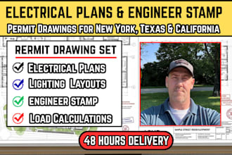 create electrical plans and engineer stamp for ny tx ca permits