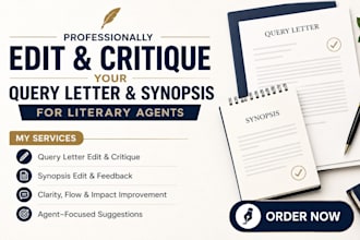 professionally edit and critique your query letter, synopsis for literary agent
