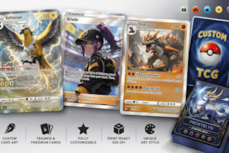 design custom pokemon tcg card tcg trainer, sport fakemon, trading card game art