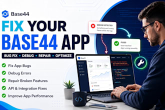 fix debug base44 app base44 bug fix base44 developer repair base44 app fix