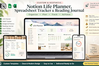 do notion aesthetic life planner spreadsheet reading journal spreadsheet tracker