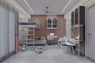 do a luxurious bedroom design 2d, 3d material selection