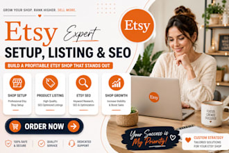 design etsy digital products, etsy shop setup and SEO listings