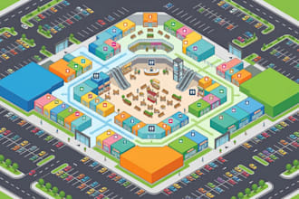 create custom shopping mall map, retail center map, store directory, navigation