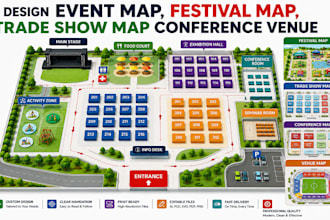 design event map, festival map, trade show map conference venue and floor plan