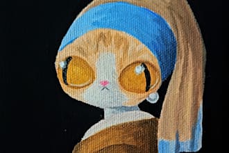 haré una divertida pintura de tu gato o mascota