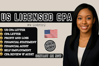 write, sign and verify US CPA letter, CPA audit review, CPA mortgage letter, pnl