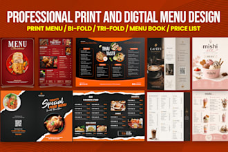 design professional and print ready restaurant and cafe menus