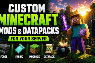 create a custom minecraft forge fabric and modpack or datapack for your server