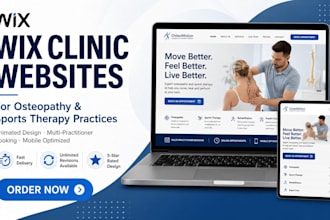 animated wix velo website for osteopathy and sports therapy clinics, wix harmony