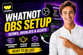 setup your whatnot obs stream with scenes, overlays and alerts