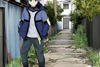 draw an anime illustration, character illustration
