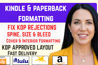 do book formatting for amazon KDP, paperback and kindle ebook formatting