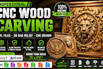 create cnc wood carving stl files, 3d bas relief, artcam and aspire designs