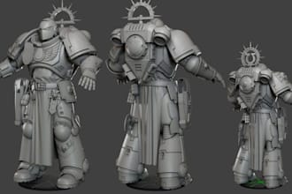 sculpt 3d warhammer 40k miniatures, space marines and stl models for 3d printing