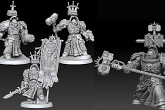 sculpt 3d warhammer 40k miniatures, space marines and stl models for 3d printing
