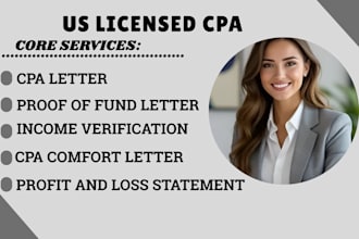 prepare and sign a US CPA letter for mortgage or income preparation