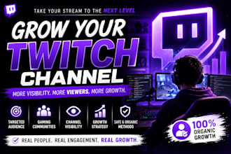 promote your twitch channel for organic growth, live viewers and affiliate