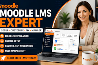install, customize, fix moodle lms with courses, quizzes, scorm, user management