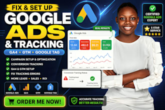 fix google ads setup, conversion tracking, ga4, GTM, gmb, tag errors or fix gmc