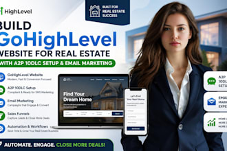 build gohighlevel website for real estate with a2p 10dlc setup email marketing