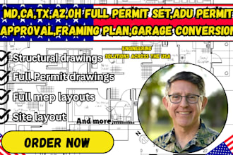 ca,tx,az,oh full permit set,adu permit approval,framing plan,garage conversion