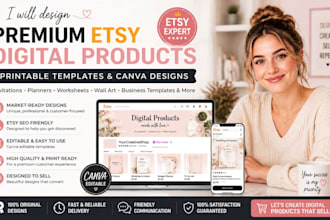 design premium etsy digital products etsy shop seo and printable canva templates