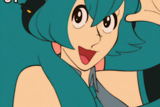 draw character as 70s vintage anime style