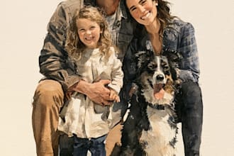 custom watercolor family portrait