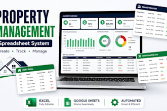 create property management spreadsheet, rent roll tracker, maintenance dashboard